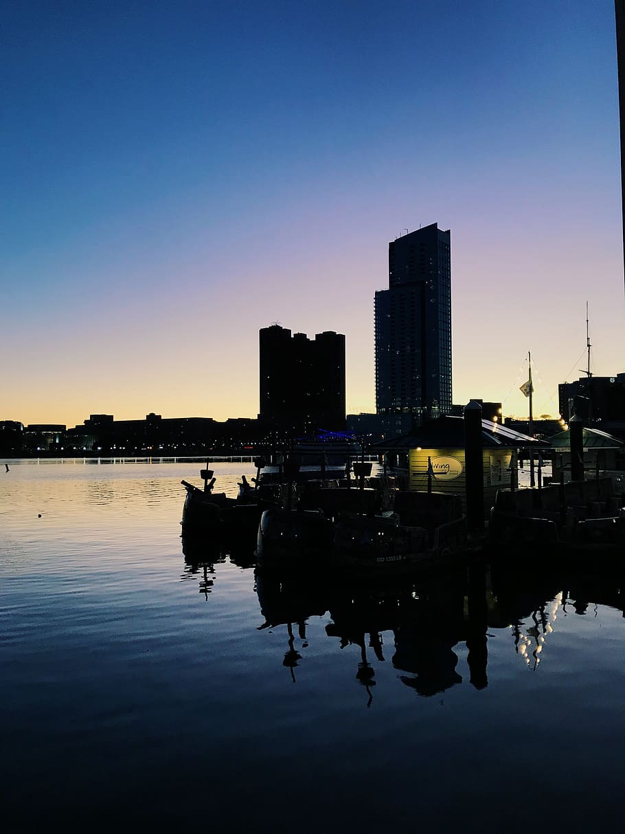 water, baltimore, waterfront, outdoors, sunset, 501 pier 3, HD wallpaper