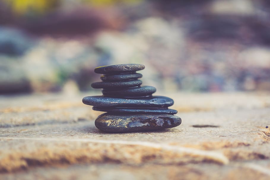 balance, zen, objects, yoga, centered, grounded, stack, selective focus HD wallpaper