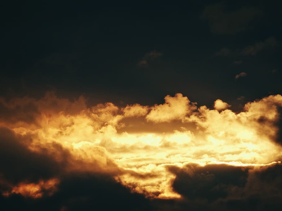 sunset, clouds, sky, heaven, burn, atmosphere, orange, cloud - sky HD wallpaper