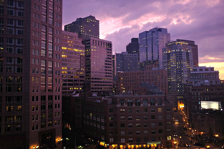 sun, sunset, city, building, road, light, building exterior HD wallpaper