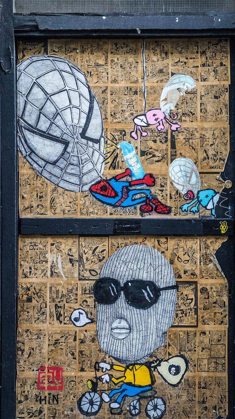 head, big head, beg, poster, drawing, spider, spiderman, baby