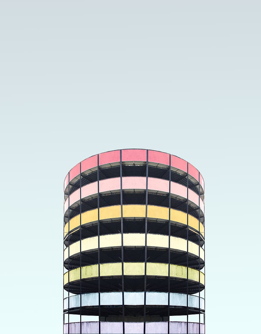 concrete tower, minimal, modern, color, colour, building, skyscraper HD wallpaper
