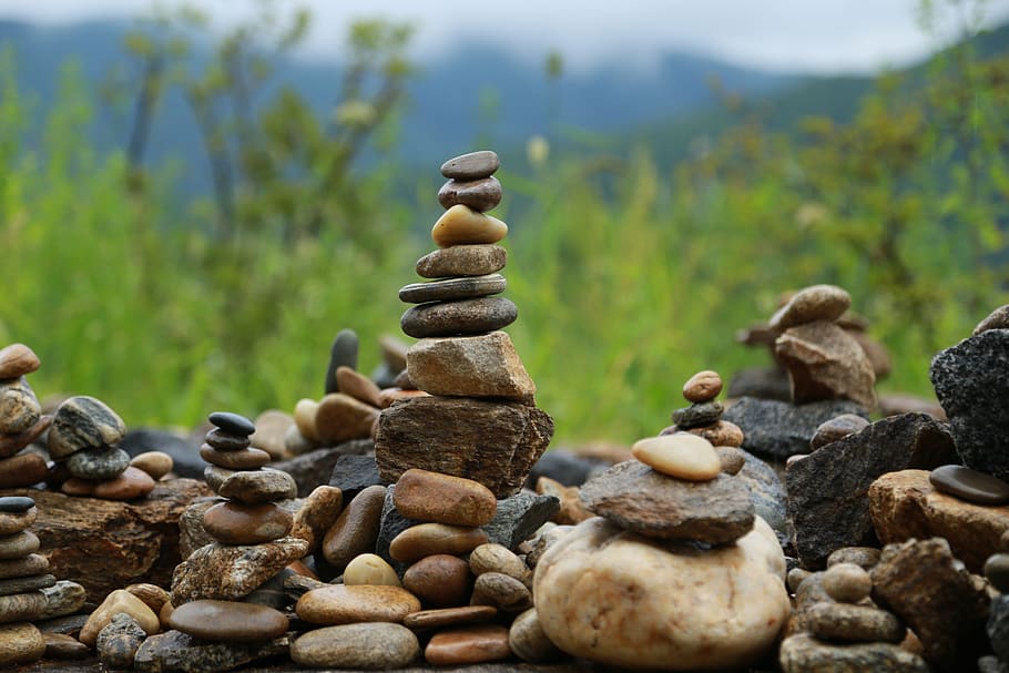 stone, shingle, stone tower, nature, meditation, wish, genesis HD wallpaper