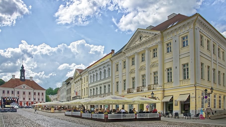 estonia, tartu, town hall square, historic center, historically, HD wallpaper