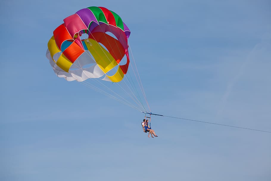 parachute, air, sky, flying, pleasure, dom, adventure, flight HD wallpaper