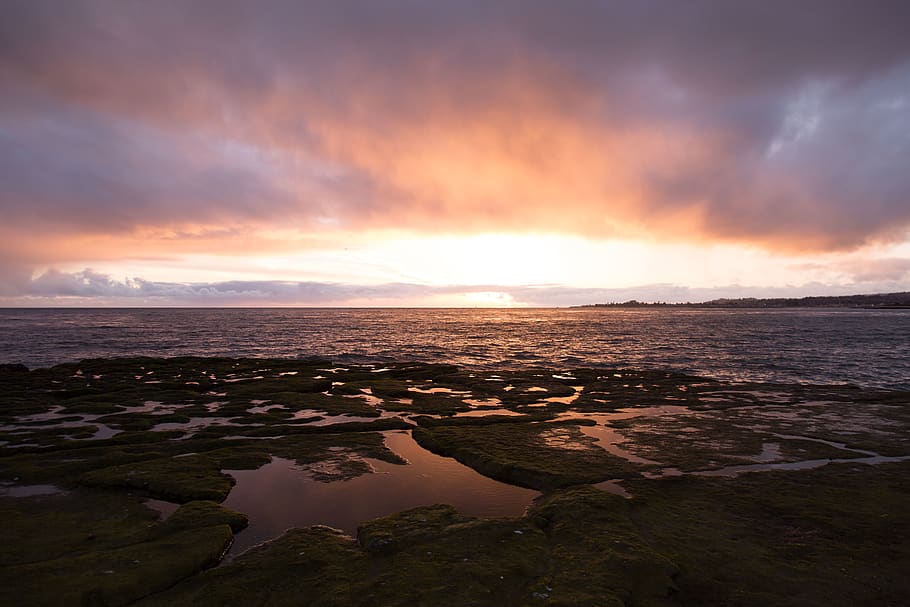 water, sky, cloud - sky, scenics - nature, sunset, beauty in nature HD wallpaper