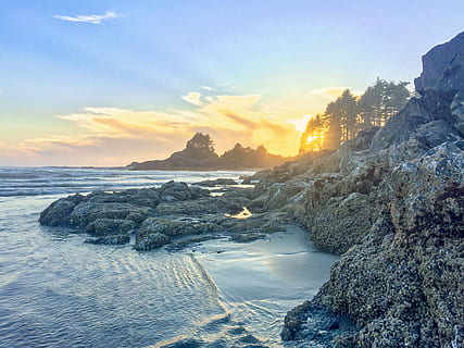 sun shining over sea, promontory, nature, outdoors, ocean, water HD wallpaper