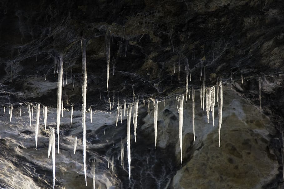 cave, ice, icicle, ice cave, winter, nature, rock, frozen, cold HD wallpaper