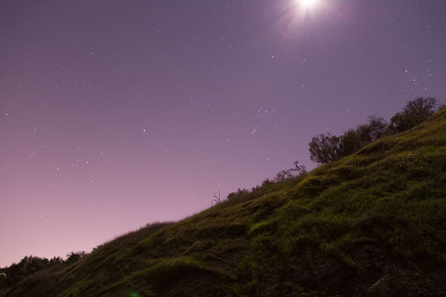 Green Mountain, night, sky, stars, scenics - nature, beauty in nature HD wallpaper