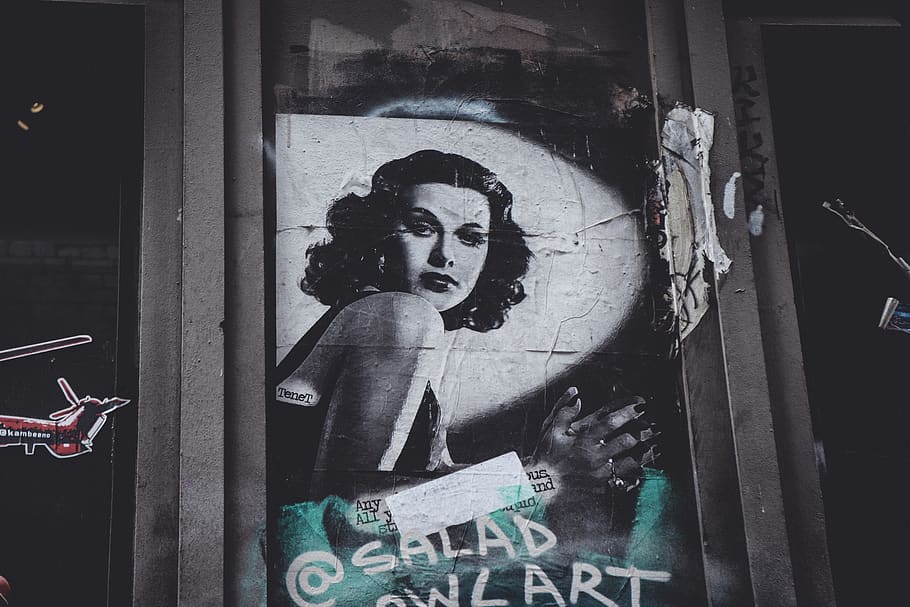 Woman's Portrait Photo Poster, ad, adult, art, billboard, graffiti