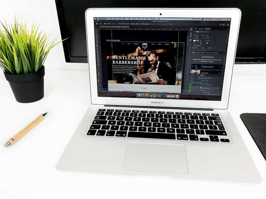 turned-on white MacBook Air, communication, technology, laptop HD wallpaper