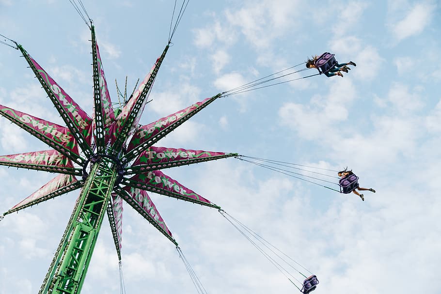 Tall Swing Ride Photo, Sky, Fun, Earth, Cloud, Carnival, cloud - sky HD wallpaper