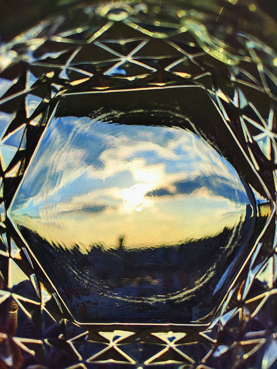 sun, glass, sky, clouds, close-up, no people, metal, high angle view HD wallpaper