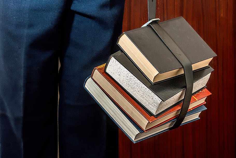 Black Leather Book Strapped Around Four Books, homework, knowledge HD wallpaper