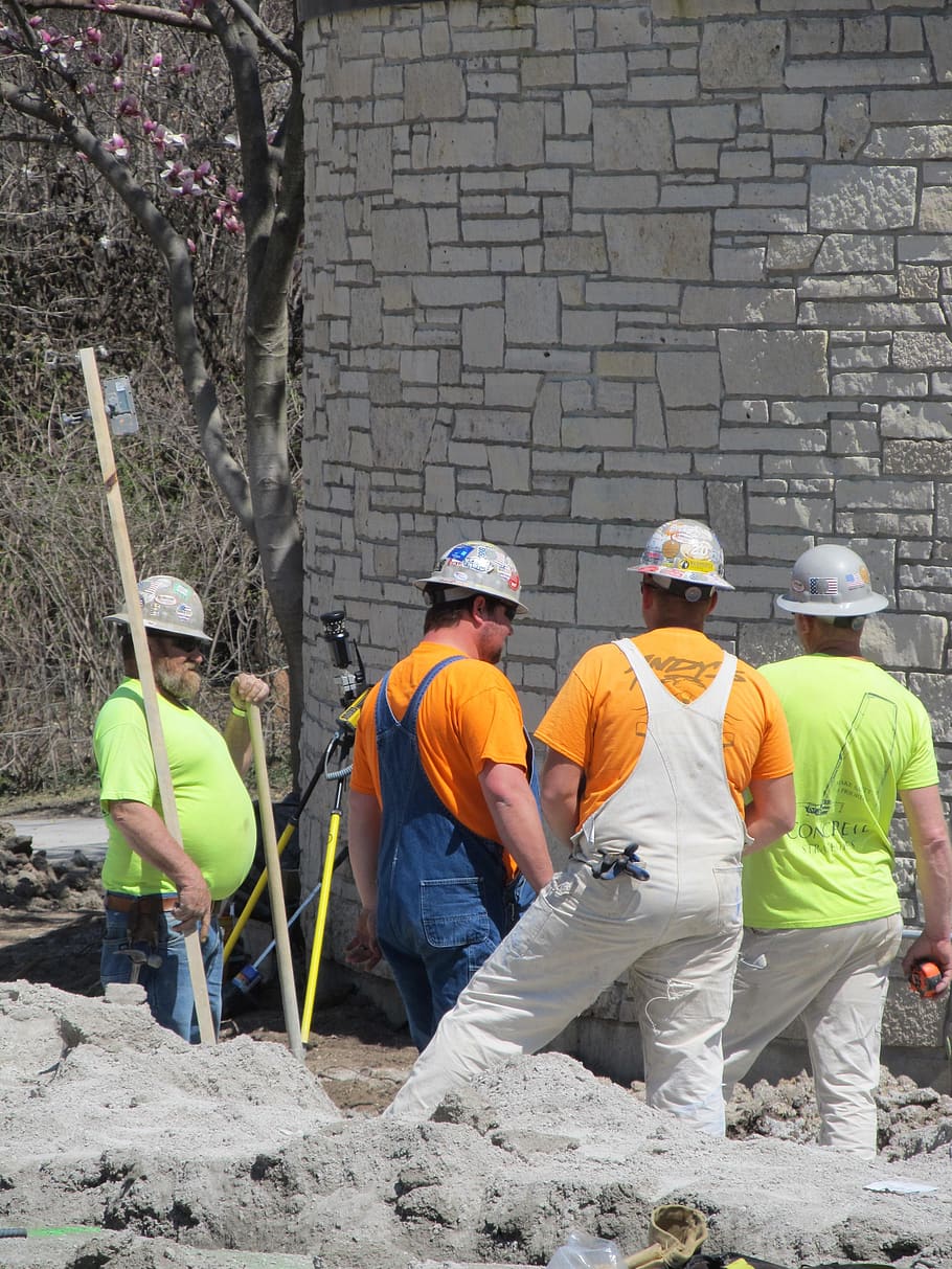 construction, workers, stone, mason, masonry, building, drilling, HD wallpaper