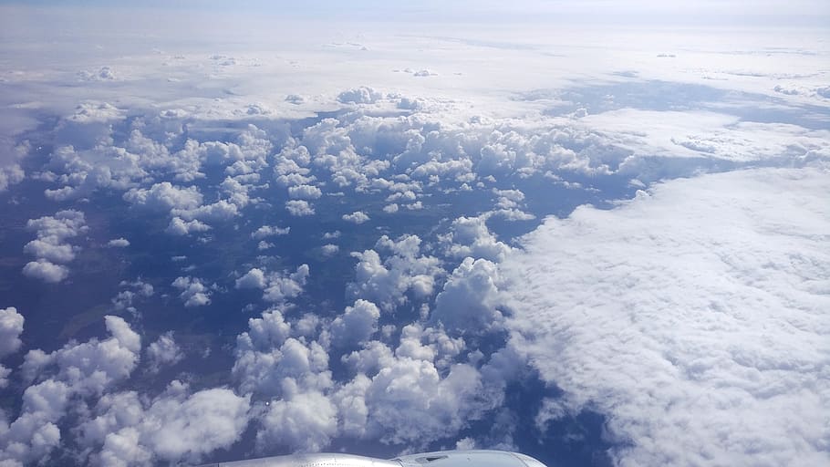 germany, sky, clouds, plane, cloud - sky, aerial view, beauty in nature HD wallpaper