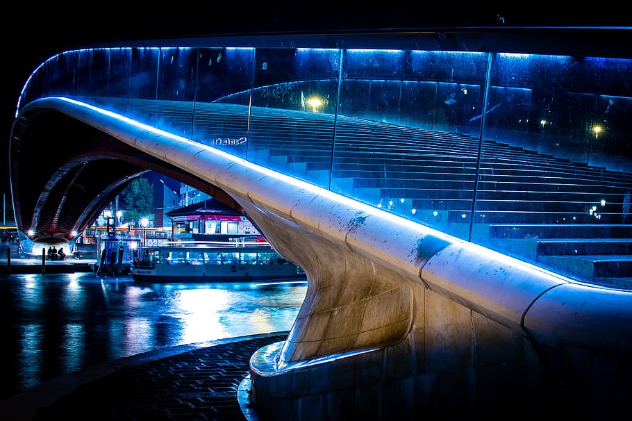 italy, venice, constitution bridge, architecture, night, illuminated HD wallpaper