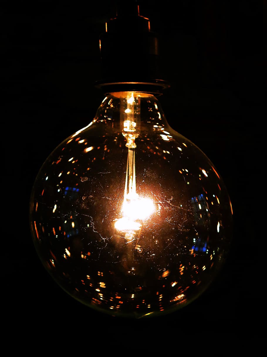HD wallpaper: illuminated, lighting equipment, light bulb, black background  | Wallpaper Flare