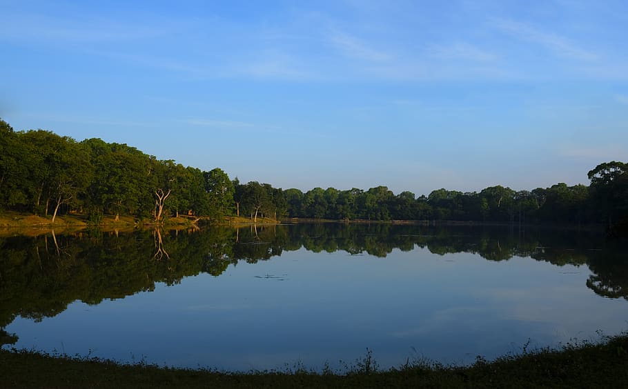 time, epic, landscape, sky, water, light, quiet, blue, green HD wallpaper