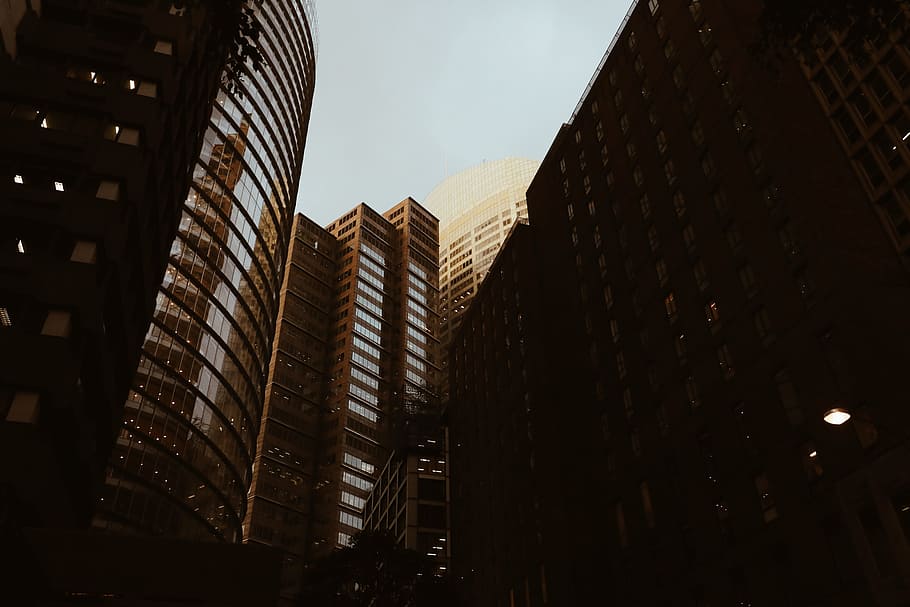 building, sky, window, glass, reflection, dark, sunset, sunrise HD wallpaper