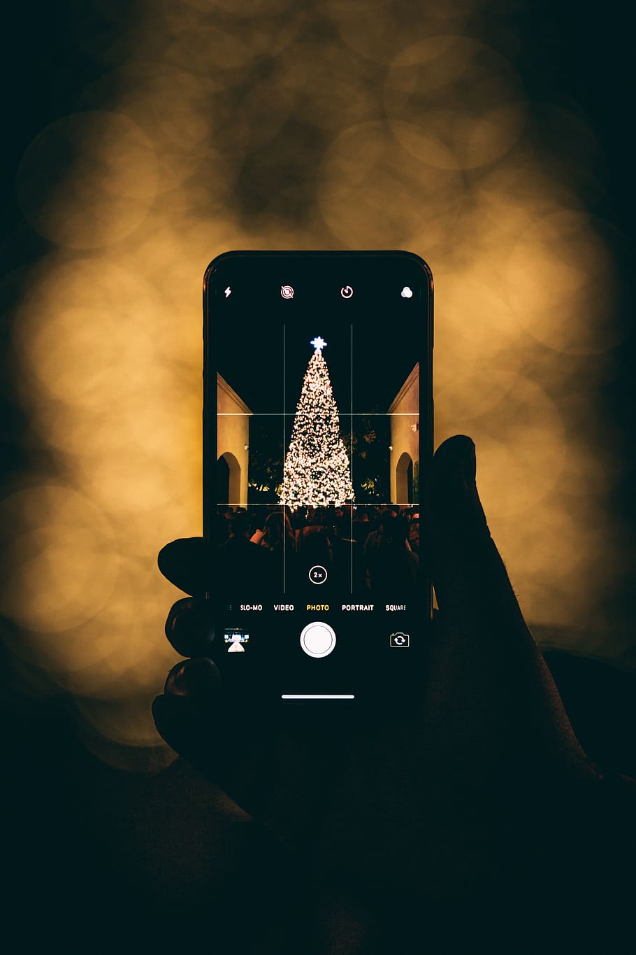 person taking photo of Christmas tree, phone, electronics, cell phone, HD wallpaper
