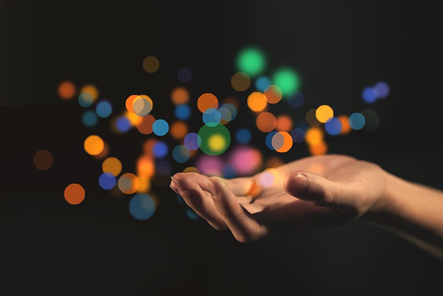 hand, bokeh, give, gift, offer, open, light, play, light effect HD wallpaper