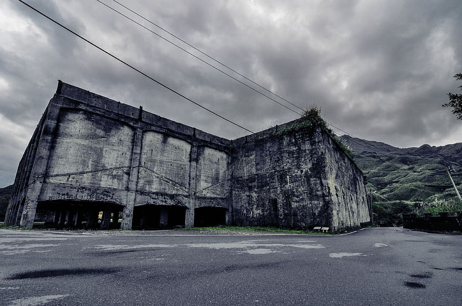 disused factory, cloud - sky, road, transportation, architecture, HD wallpaper