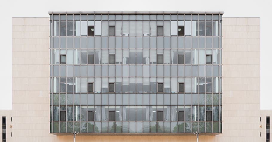 gray curtain building during daytime, office building, city, urban HD wallpaper