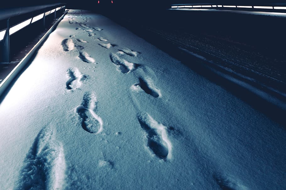 Footprints On Snow , cold, ice, winter, cold temperature, nature HD wallpaper