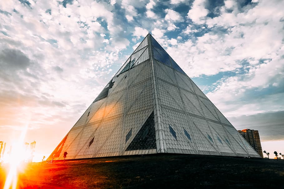 gray pyramid during daytime, triangle, building, architecture, HD wallpaper