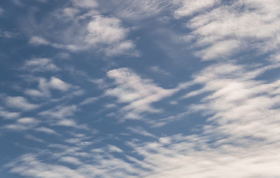 clouds, white, blue, cloudscape, delicate, criss-cross, checked HD wallpaper