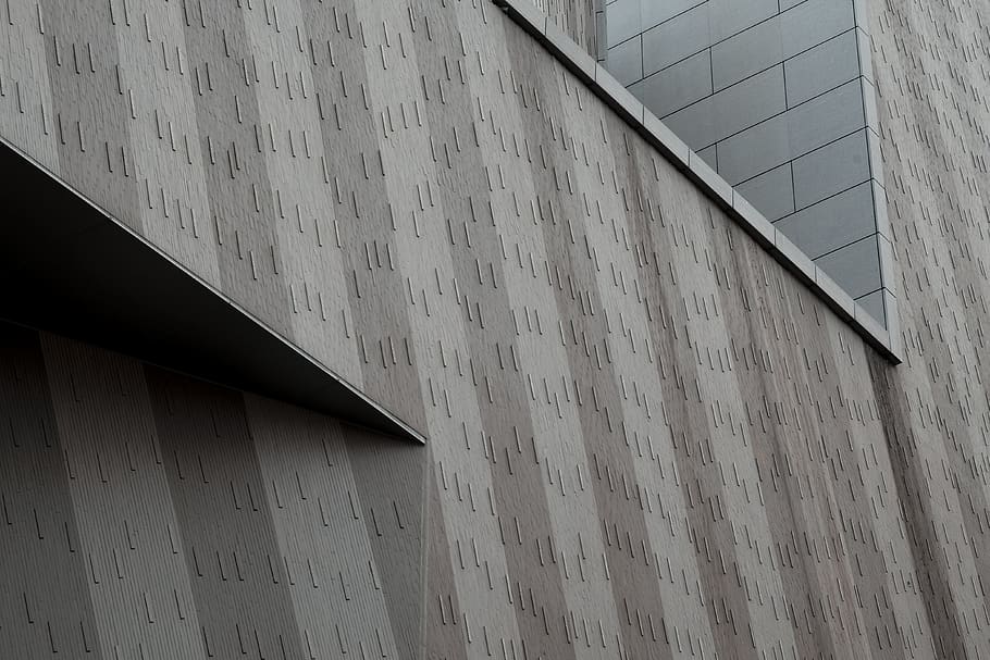 Grey Striped Concrete Wall, architectural design, architecture HD wallpaper