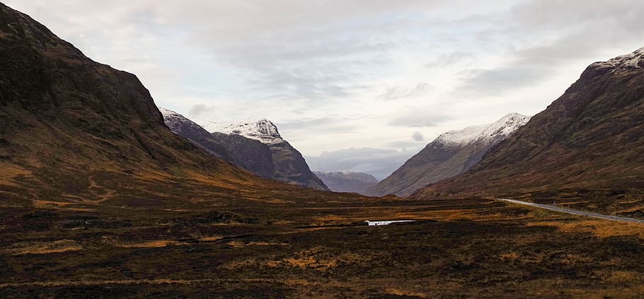 Mountain Ranges With Cloudy Sky, environment, landscape, mountain peak HD wallpaper