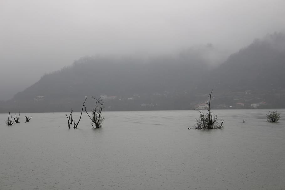 astara, fog, mountain, country, lagoon, cold temperature, winter, HD wallpaper
