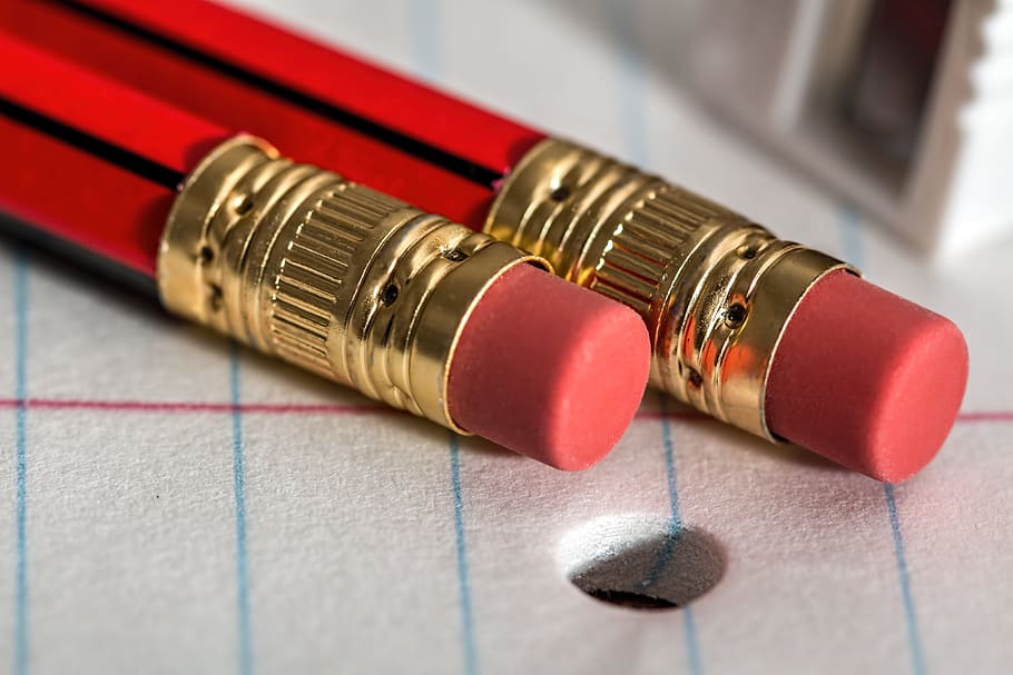 pencil, lead, write, eraser, work, school, close-up, red, no people HD wallpaper