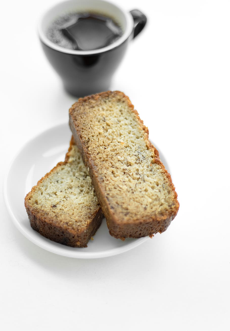 bread, coffee, coffeeshop, white, minimal, plate, food and drink HD wallpaper