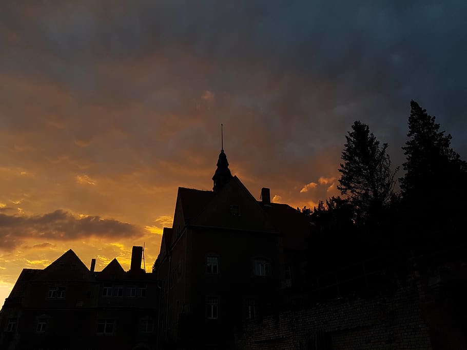 germany, struppen, thürmsdorf, castle, sky, sun, dawn, built structure HD wallpaper