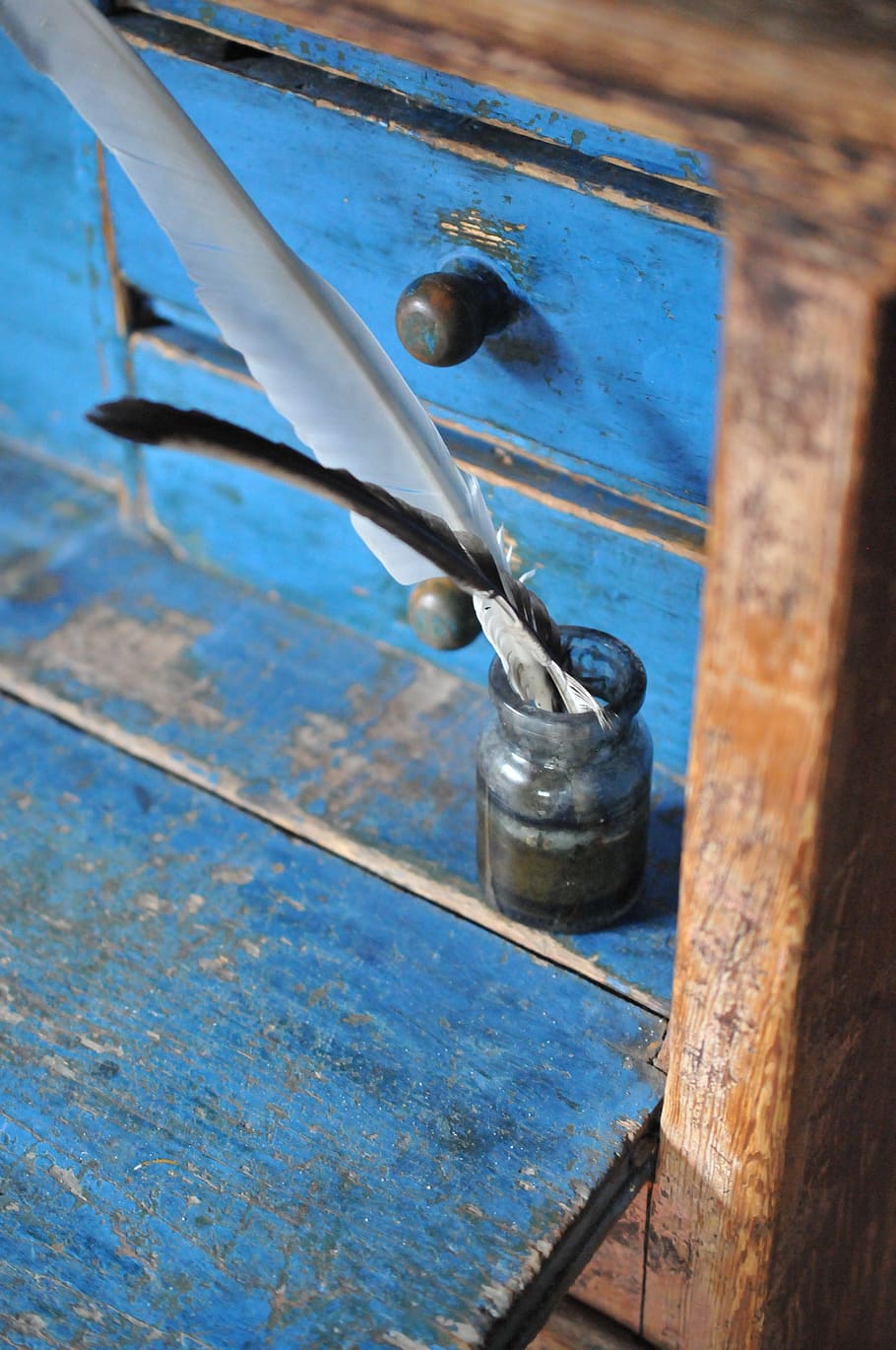 ink, blue, desktop, spring, quill, no people, day, close-up HD wallpaper
