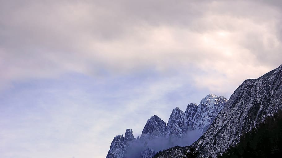 white mountain across clouds, nature, outdoors, mountain range HD wallpaper