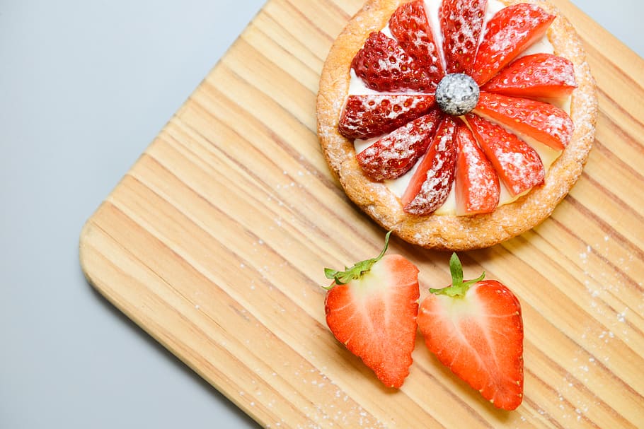 Strawberry Tart, baked, berries, cake, close-up, delicious, food HD wallpaper