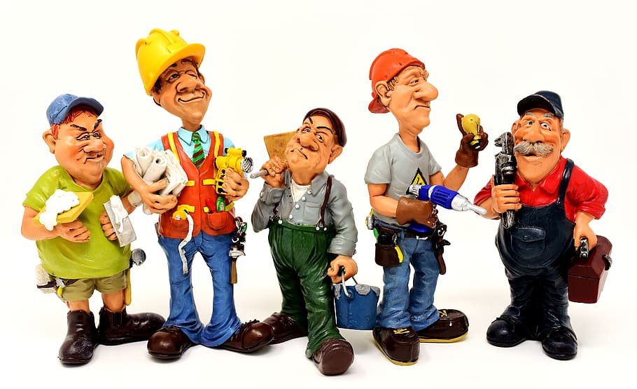 craftsmen, site, workers, force, figures, funny, diy, construction work