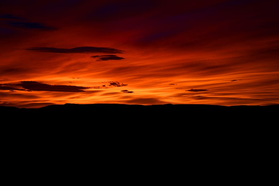 photography of orange clouds at golden hour, sky, red, dark, black HD wallpaper