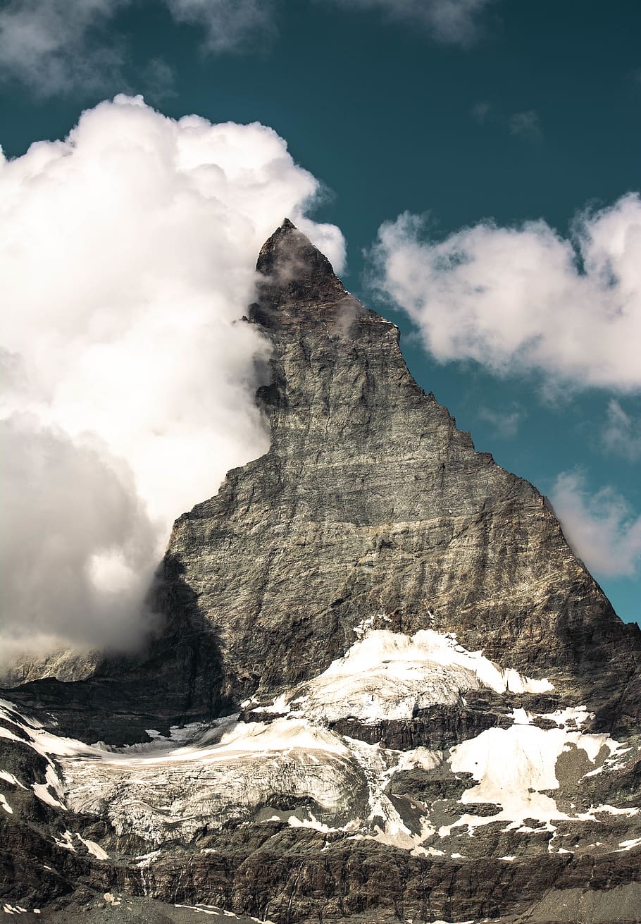 black mountain, nature, eruption, water, outdoors, geyser, zermatt HD wallpaper
