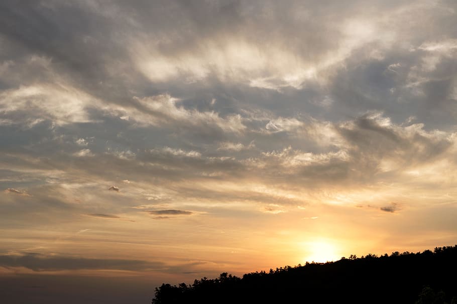 sunset, evening, beautiful, view, landscape, nature, sky, clouds HD wallpaper
