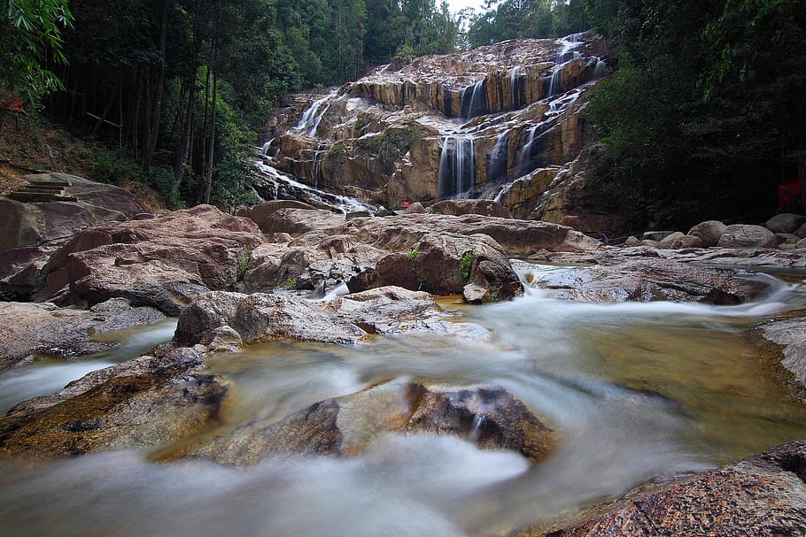 Time-lapse Photography of Waterfalls, cascade, flow, forest, landscape HD wallpaper