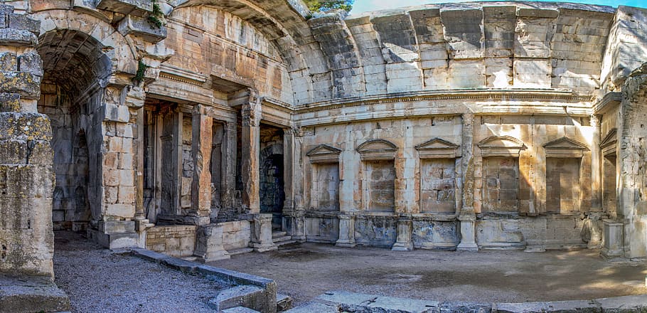 temple of diana, garden of the fountain, nimes, roman, remains, HD wallpaper