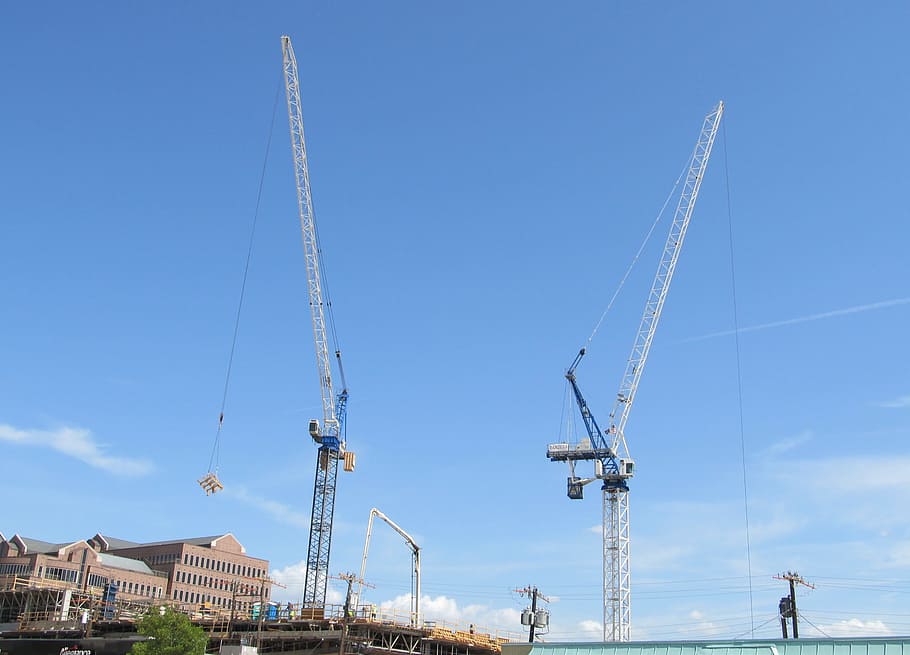 site, construction, area, crane, work, job, crane - construction machinery HD wallpaper