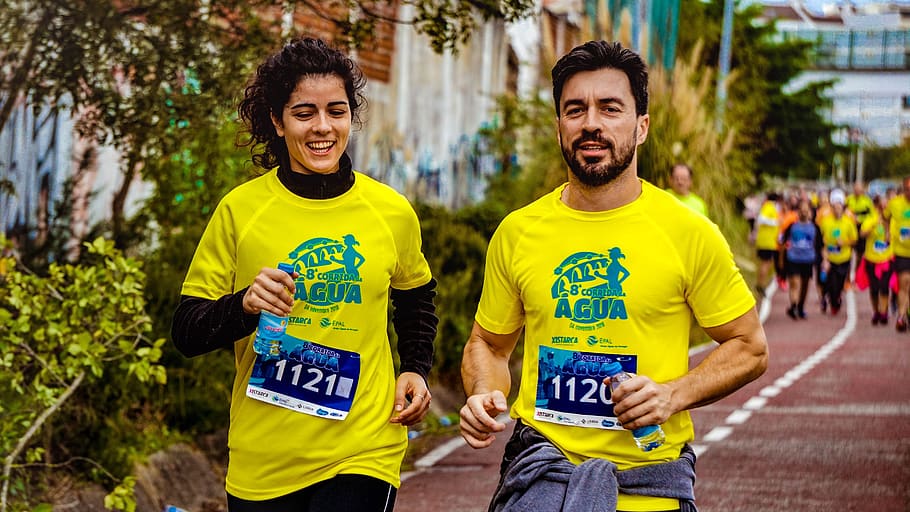 Two Person Running, action, athletes, competition, daylight, effort HD wallpaper