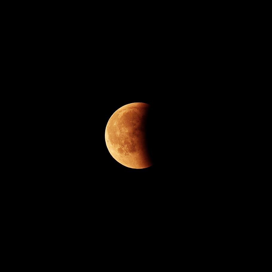 moon phase with black background, sky, blood moon, eclipse, lunar HD wallpaper