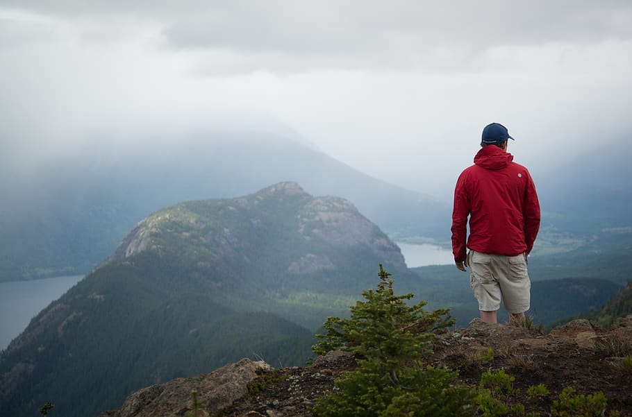 people, man, alone, climbing, mountain, ridge, travel, adventure HD wallpaper
